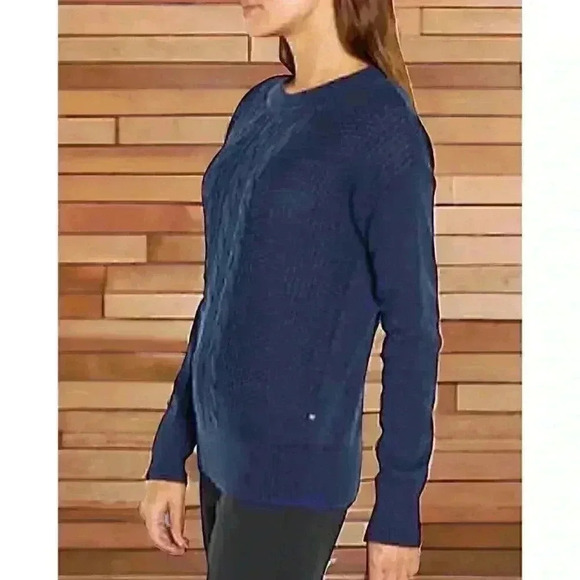 Banana Republic Cable Knit Cropped Side Zip Sweater Blue Size XS - Picture 5 of 10